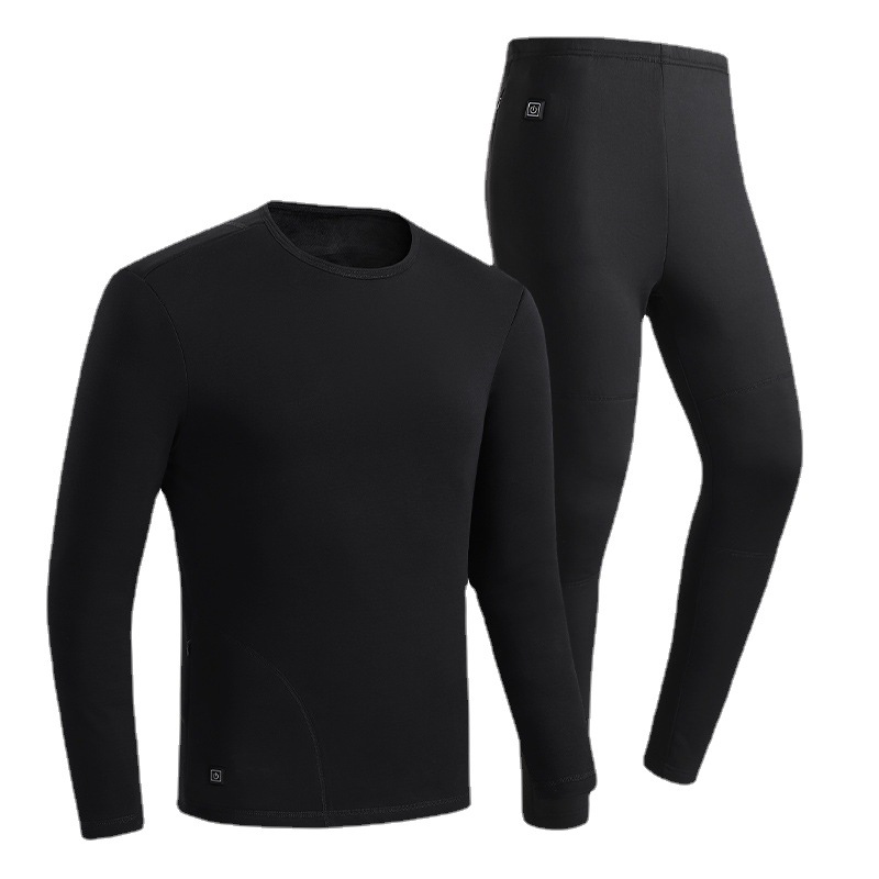 Men's Clothing Cotton and velvet USB men's thermal underwear set for winter 11 zones cold proof couples smart charging heating underwear_voghion.com