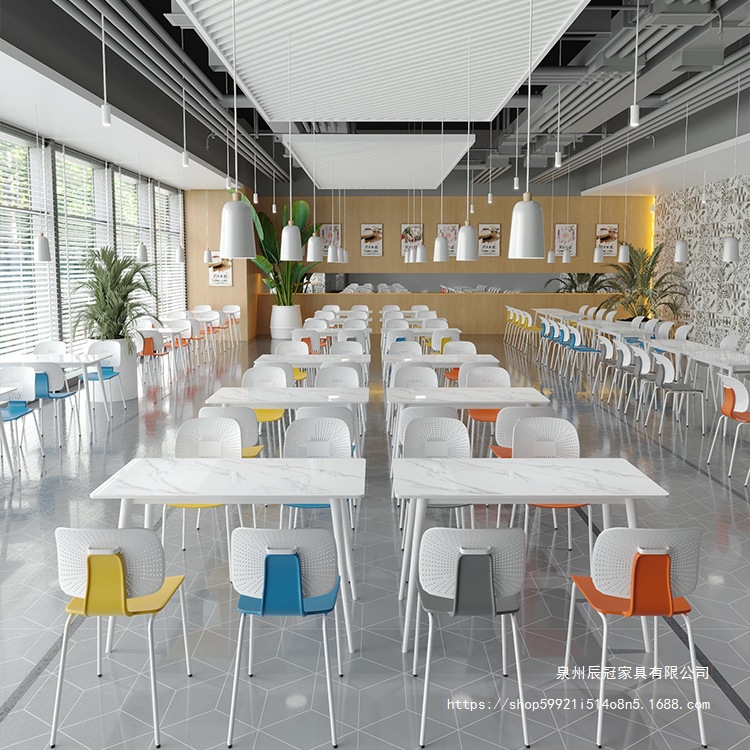 Mesa y silla de comedor de estudiantes de escuela Compañía comercial Comedor de personal de fábrica Comedor de postre Tienda de té de leche combinación de mesa y silla de comedor de tabla de roca