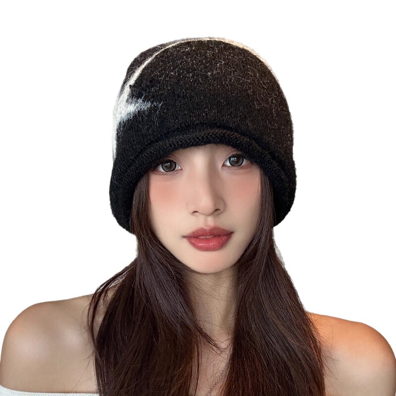 美式复古卷边堆堆帽女2025新款秋冬保暖护耳针织冷帽显脸小包头帽|undefined