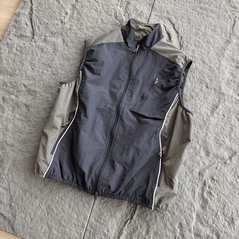 25 新しいアウトドアサイクリングと登山スポーツ作業服大きなポケットマウンテンスタイルカラーブロックスタンドカラーカップルスタイル多用途ベスト|undefined