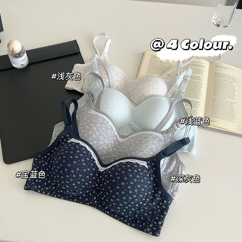 Original Patent Sakura Dot Lace Small Breast Bra for Women, Thin Breathable Gathered Wireless Comfortable Bra