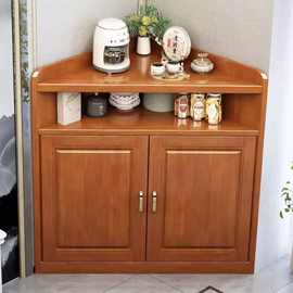 实木转角柜家用多功能客厅厨房收纳墙角柜落地多层拐角三角储物柜