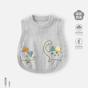 Baby Vest 2025 Autumn New Style Baby Boy Knitted Cartoon Vest Boy Outer Wear Foreign Style Vest Spring & Fall
