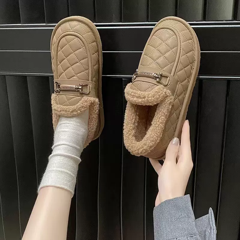 2025上新毛毛鞋冬季外穿棉鞋懒人一脚蹬春秋冬季时尚室内平底女鞋