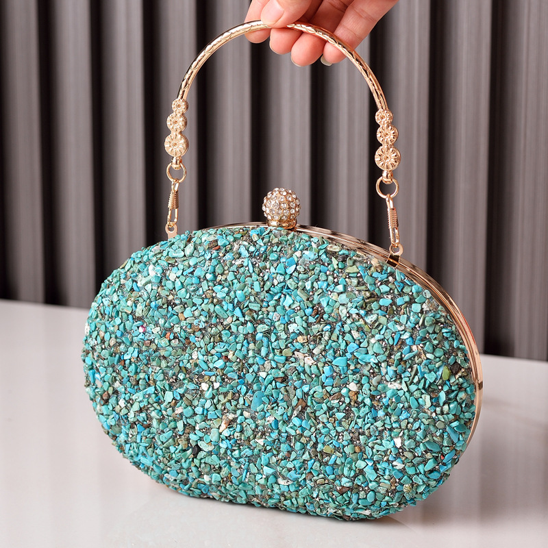 Bolso de noche de diamante transfronterizo bolso de noche de diamante redondo mango bolsa de cheongsam bolsa de banquete de comercio exterior bolsas directas de fábrica