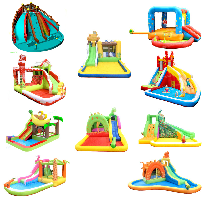 Feliz León castillo inflable travieso Castillo inflable verde dinosaurio tobogán de agua rebotando diversión pequeño tobogán de agua