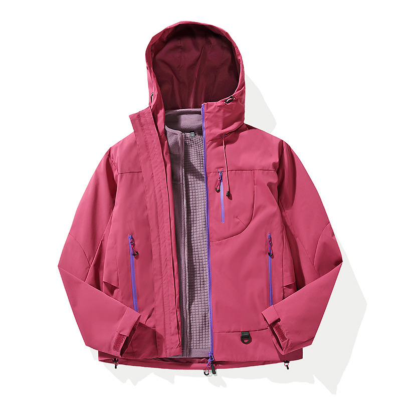 春秋雪霁黄登山服外套三合一可拆卸男女户外徒步防风防泼水冲锋衣|undefined