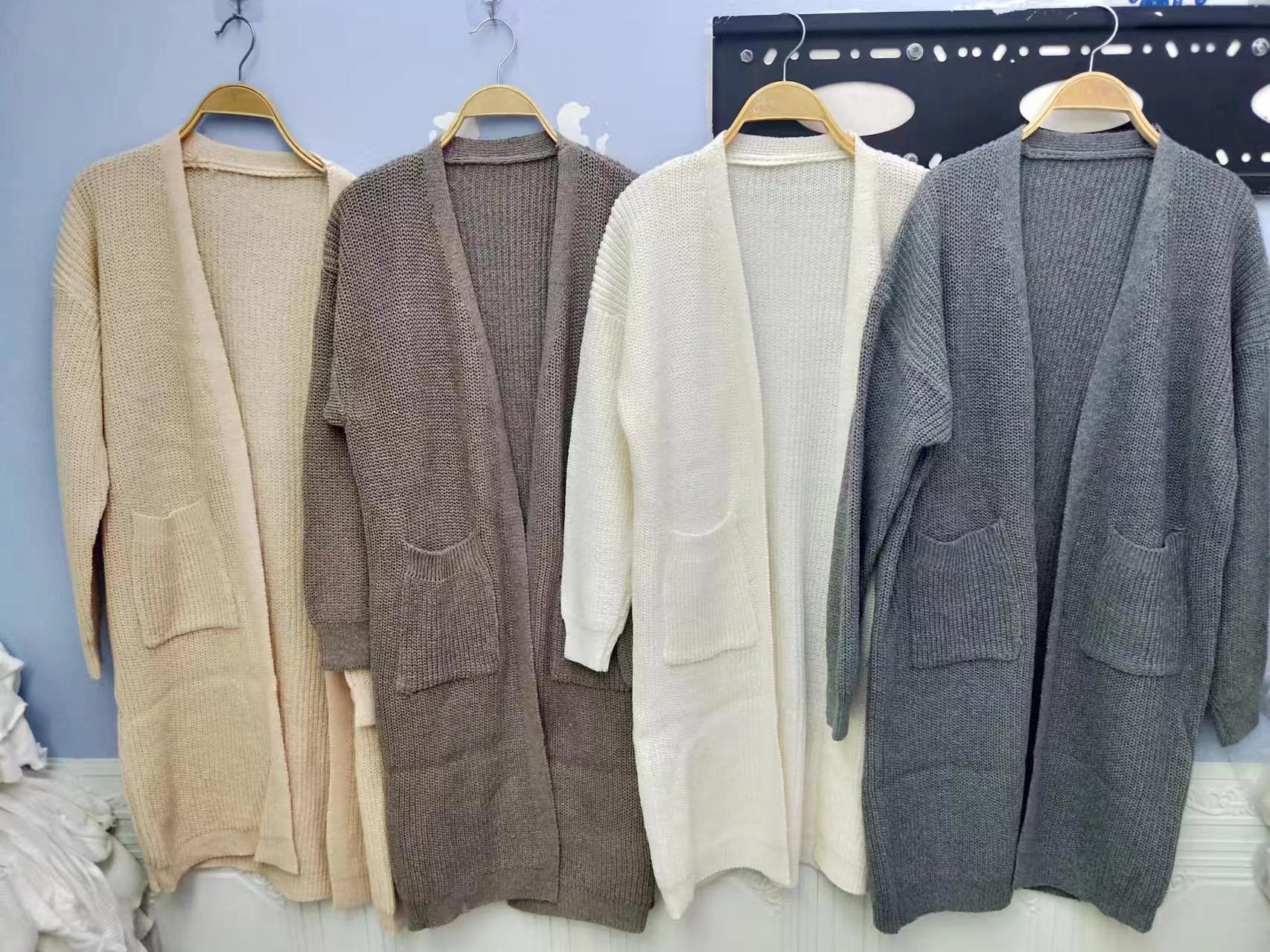 2024 ny efterår vinter doven stil sweaterjakke dame løs og alsidig basis langærmet strikket cardigan_voghion.com