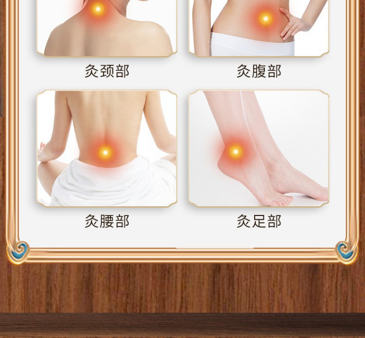 Solid Wood Bagua Moxa Jar Hanging Moxibustion Box with Strap for Abdomen Back Waist Warm Heat Therapy in use