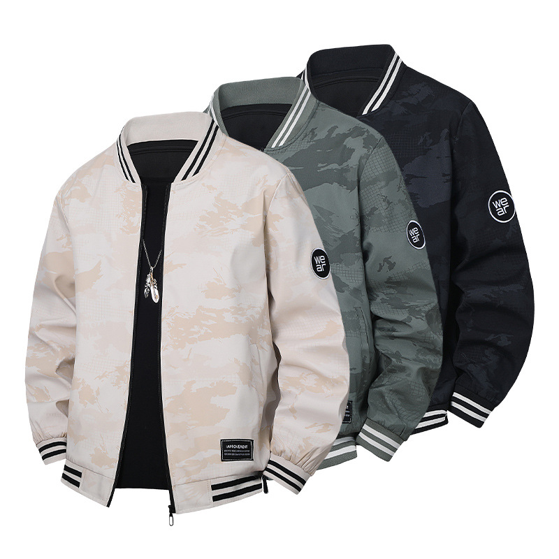 Cross-Border Men's Casual Simple Spring and Autumn Workwear Zipper Retro Flight Suit Baseball Collar Jacket American Top