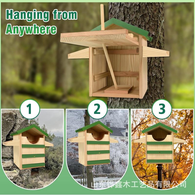 国境を越えた木製中庭フクロウ鳩の巣牧歌的な無垢材の暖かい鳥の巣フィーダー屋外庭園繁殖ボックス|undefined