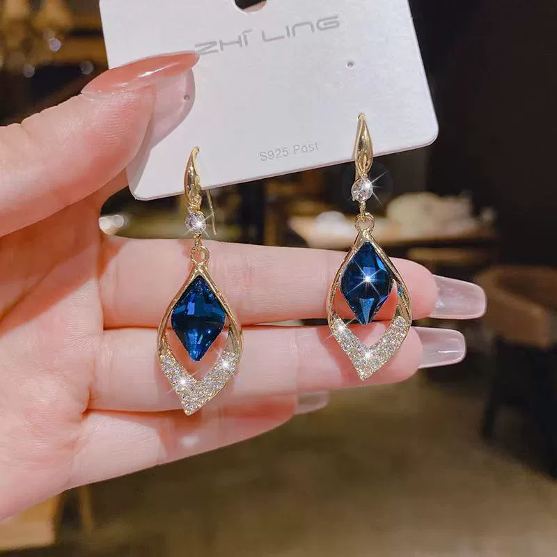 Blue retro earrings, Korean style