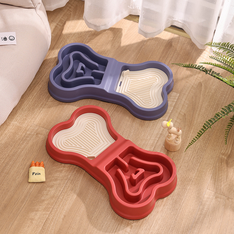 Perro anti-derribar gato lamper comida para mascotas doble tazón de comida para perros platos de comida para mascotas pan para mascotas comida lenta tazón