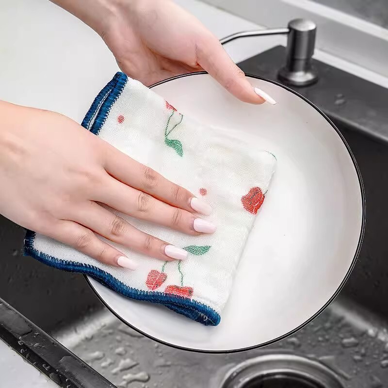 キッチン用ノンスティックオイルキッチン雑巾、ノンスティックオイルプリントキッチン雑巾、糸くずの出ない、吸水性、お手入れが簡単、家庭用に厚みがあります。|undefined