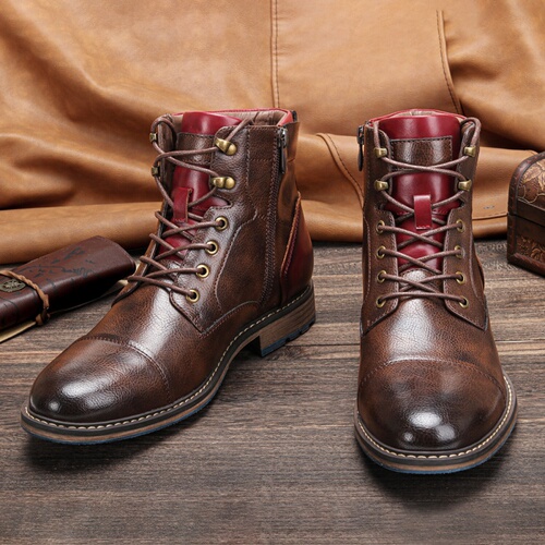 Big yards Men Ankle boots Winter Leather Warm Shoes - Men's Wide Ankle Boots with Winter Warm Leather