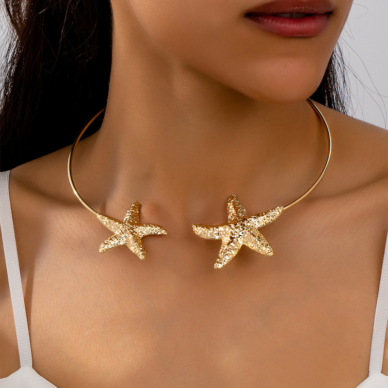 1Pc Women's Collar Gold Metal Starfish Bohemian Holiday Starfish Alloy Collar Party Banquet Jewelry 1Pc Women's Collar Gold Metal Starfish Bohemian Holiday Starfish Alloy Collar Party Banquet Jewelry