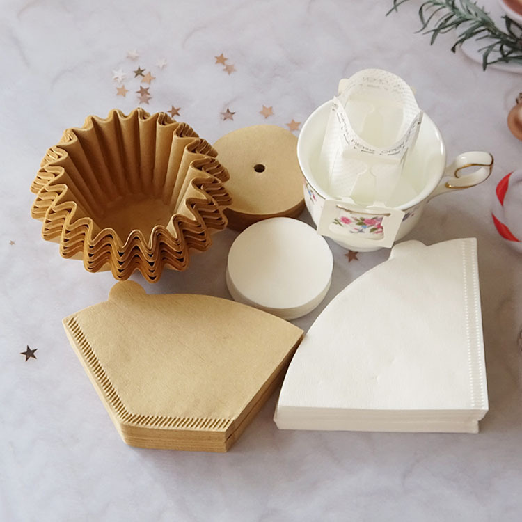 Mocha Pot Filter Paper Bowl Hand-Brewed Coffee Filter Paper V60 Tapered Filter Cup Hanging Ear Filter Bag Coffee Machine Filter Paper Bag