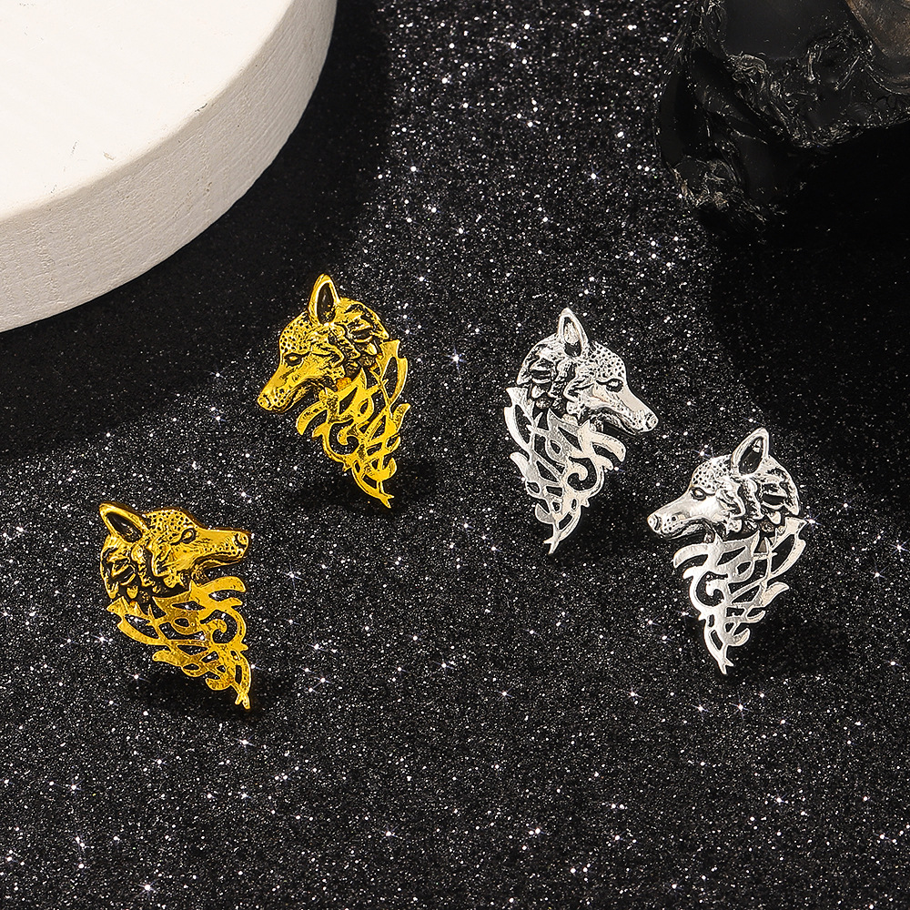 Title 5, Orecchini da donna retrò con testa di lupo domi...