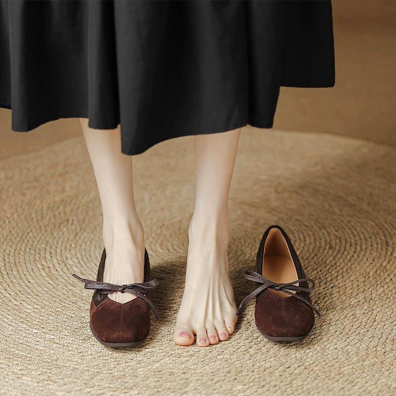 Ретро весна и осень новая передняя французская бобовая обувь с плоским дном