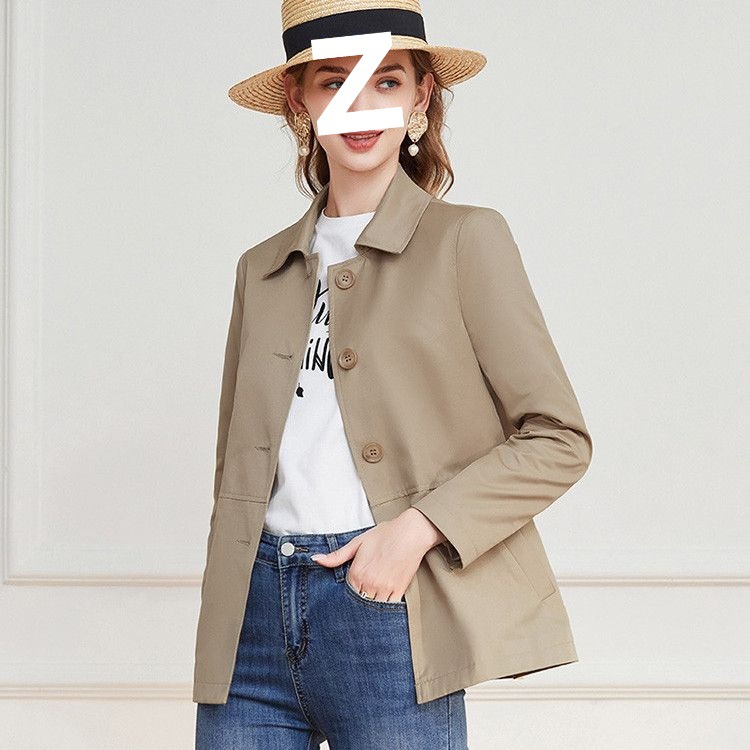 2023 Autumn Temperament Korean Style Windbreaker Women's Style Casual and Easiest for Match Commuting Long Sleeve Small Jacket