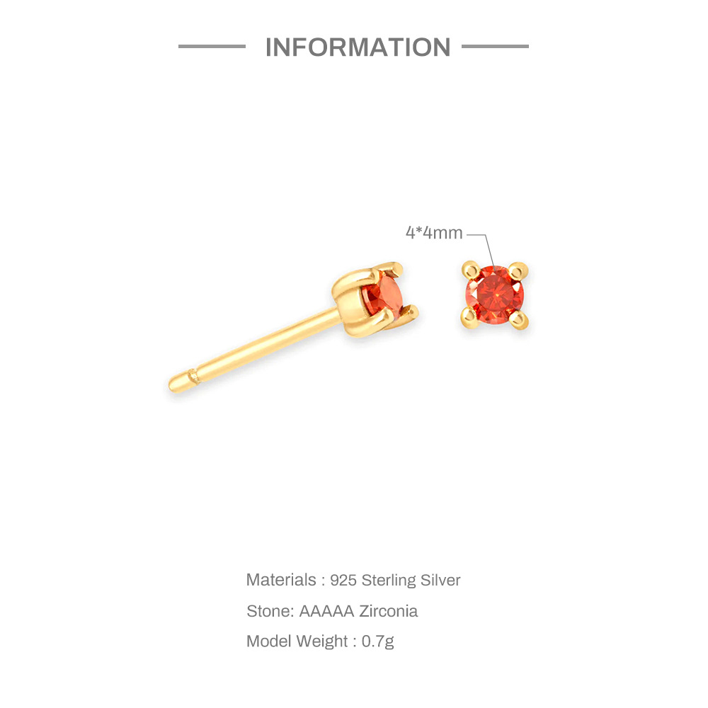 Simple Style Geometric Sterling Silver Inlay Zircon Ear Studs 1 Pair