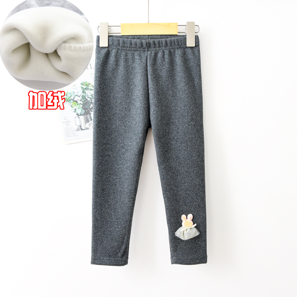 2023 new winter girls' leggings fleece-lined quality 95 cotton integrated super soft velvet winter children's clothing pants running amount