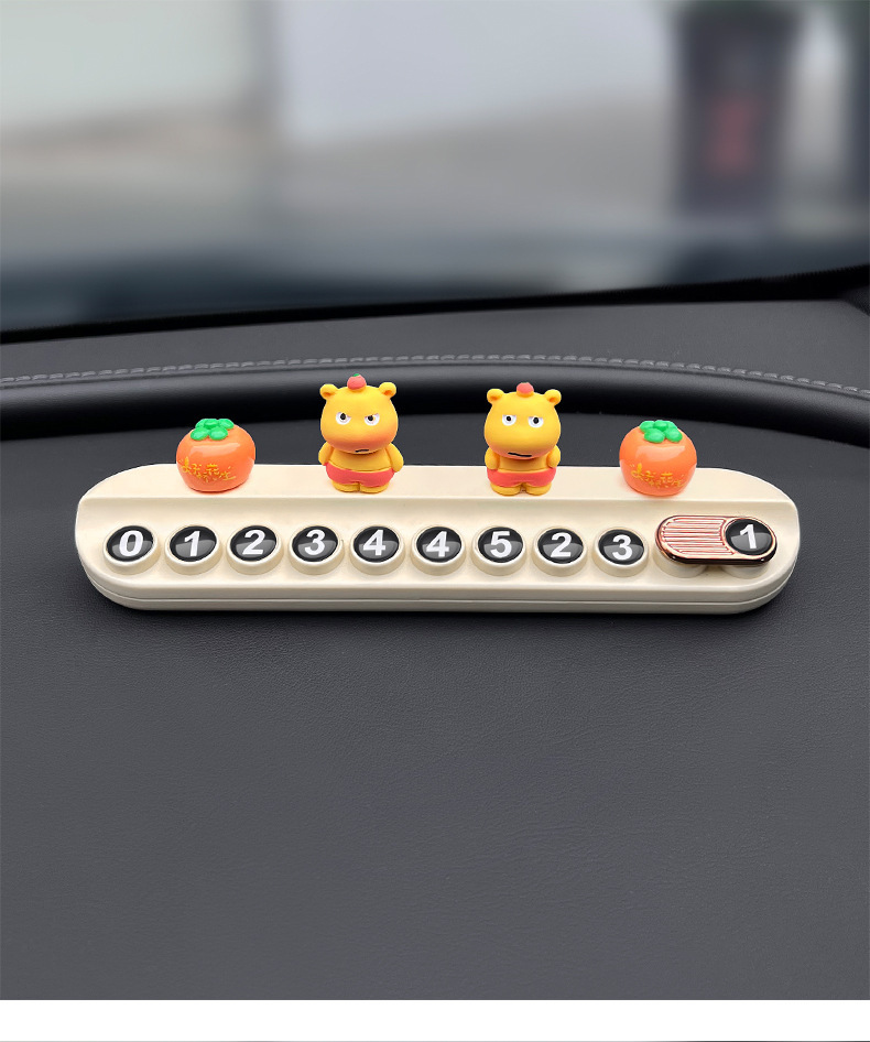 Temporary Parking Number Plate for Car, Capybara Lulu Moving Car Card, Cute Capybara Doll Phone Number Plate for Car Interior Decoration