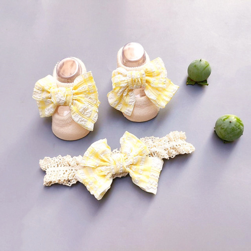 Cross-border baby headband socks set baby glue non-slip floor socks socks bow headband children's hair accessories