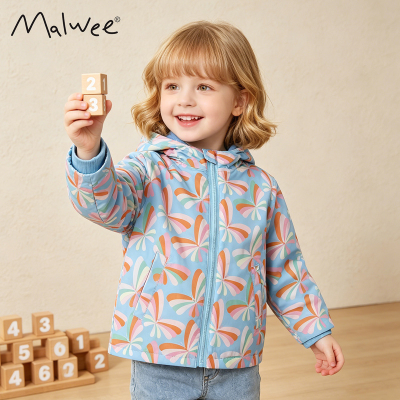 malwee girls' fleece-lined windbreaker coat autumn and winter new European and American children's hooded zipper shirt long sleeve children's clothing malwee girls' fleece-lined windbreaker coat autumn and winter new European and American children's hooded zipper shirt long sleeve children's clothing