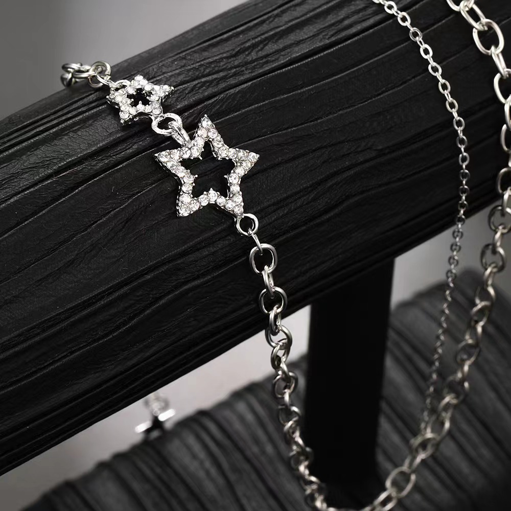 Collier double rang Sweet Style haut de gamme avec pendentif étoile, style minimaliste et élégant, inspiré du hip-hop et tendance._voghion.com