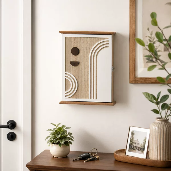 Wall-mounted key storage box porch hook car key with lock entry dustproof storage box minimal wind decoration