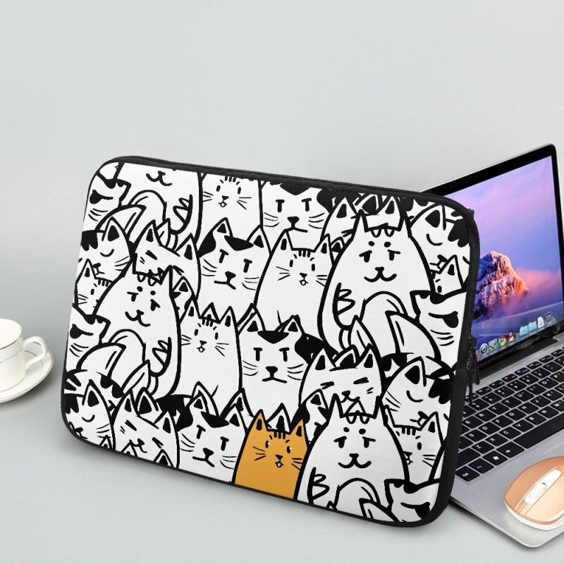 Cute cartoon cat computer bag multi-size choice tablet notebook convenient travel hand bag New Generation hair