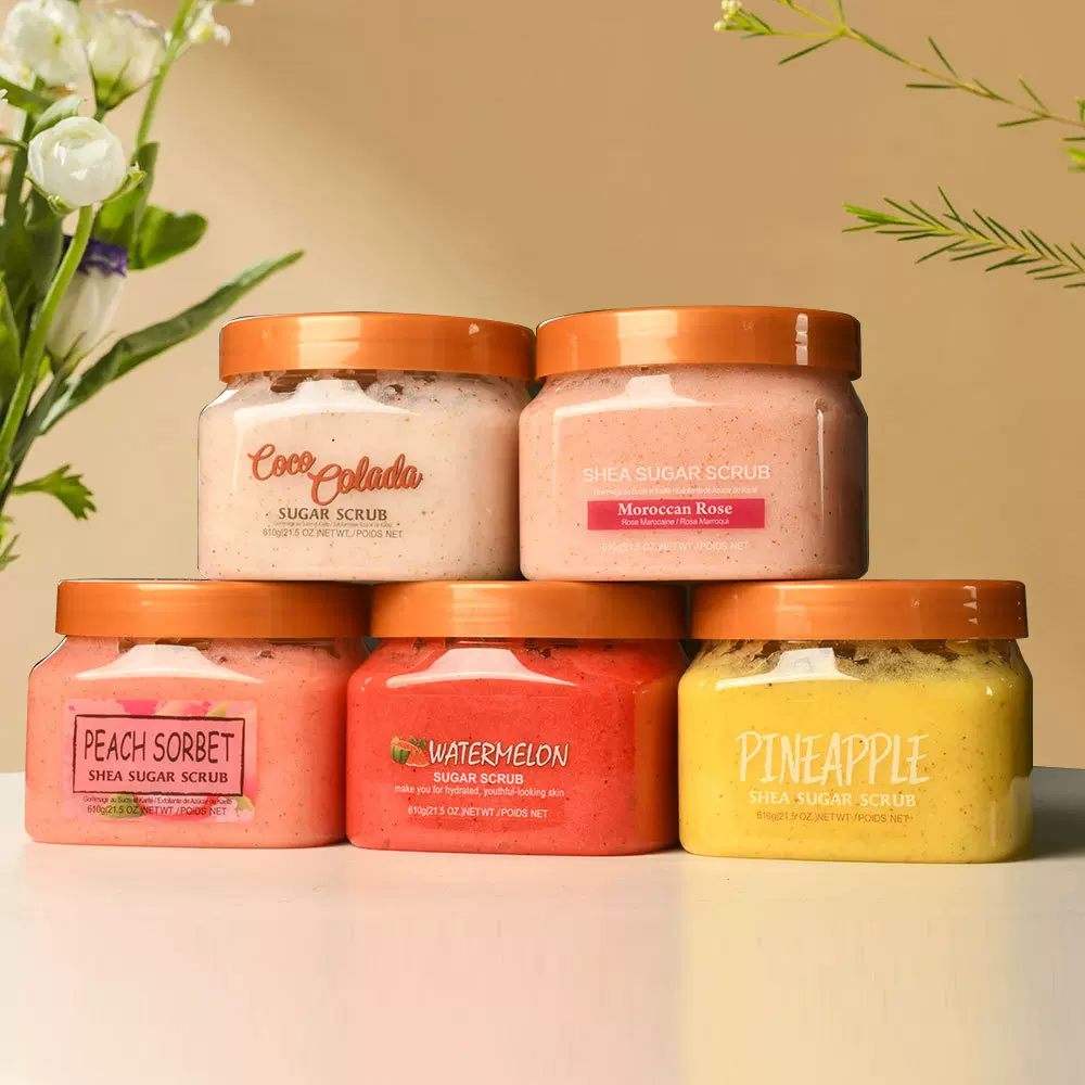 跨境身体磨砂膏 糖盐磨砂膏香氛软化角质去死皮沐浴盐body scrub