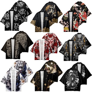 2025 Chinese-Style Crane Cape Cross-Border Hot-Selling Fox Element Robe Men's 3D Digital Printing Japanese Cherry Blossom Kimono