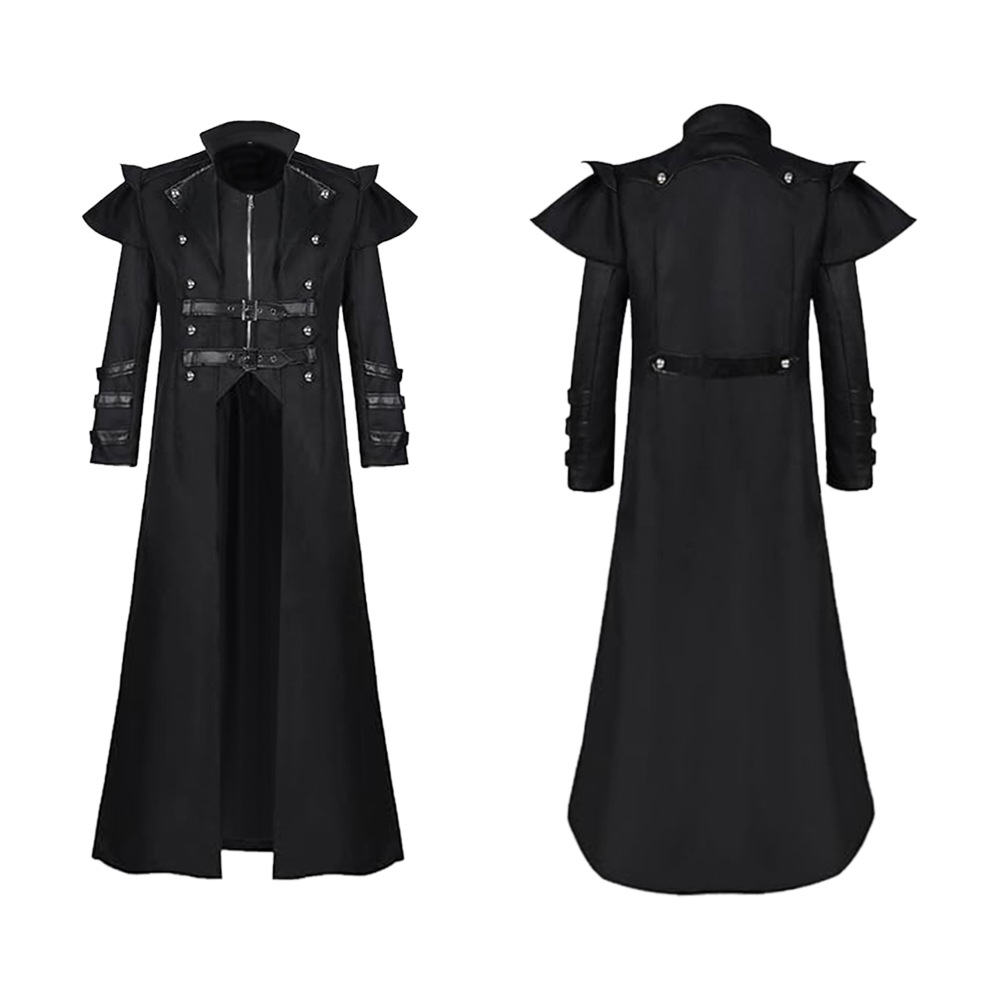 中世紀萬聖節工廠宮廷宴會 拉鏈吸血鬼長款風衣COS舞台表演服