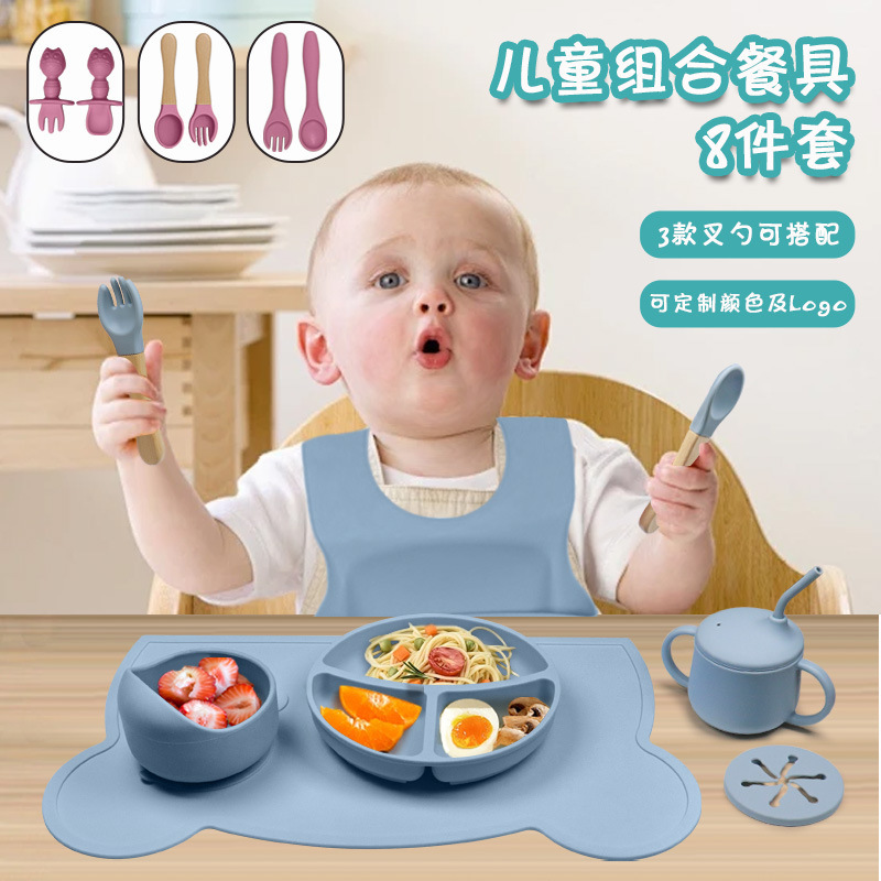 Silicone Round Dinner Plate, Baby Food Bowl, Food-Grade Children's Placemat, Anti-Fall Bowl, Feeding Tableware, Cute and Fun for Infants and Children