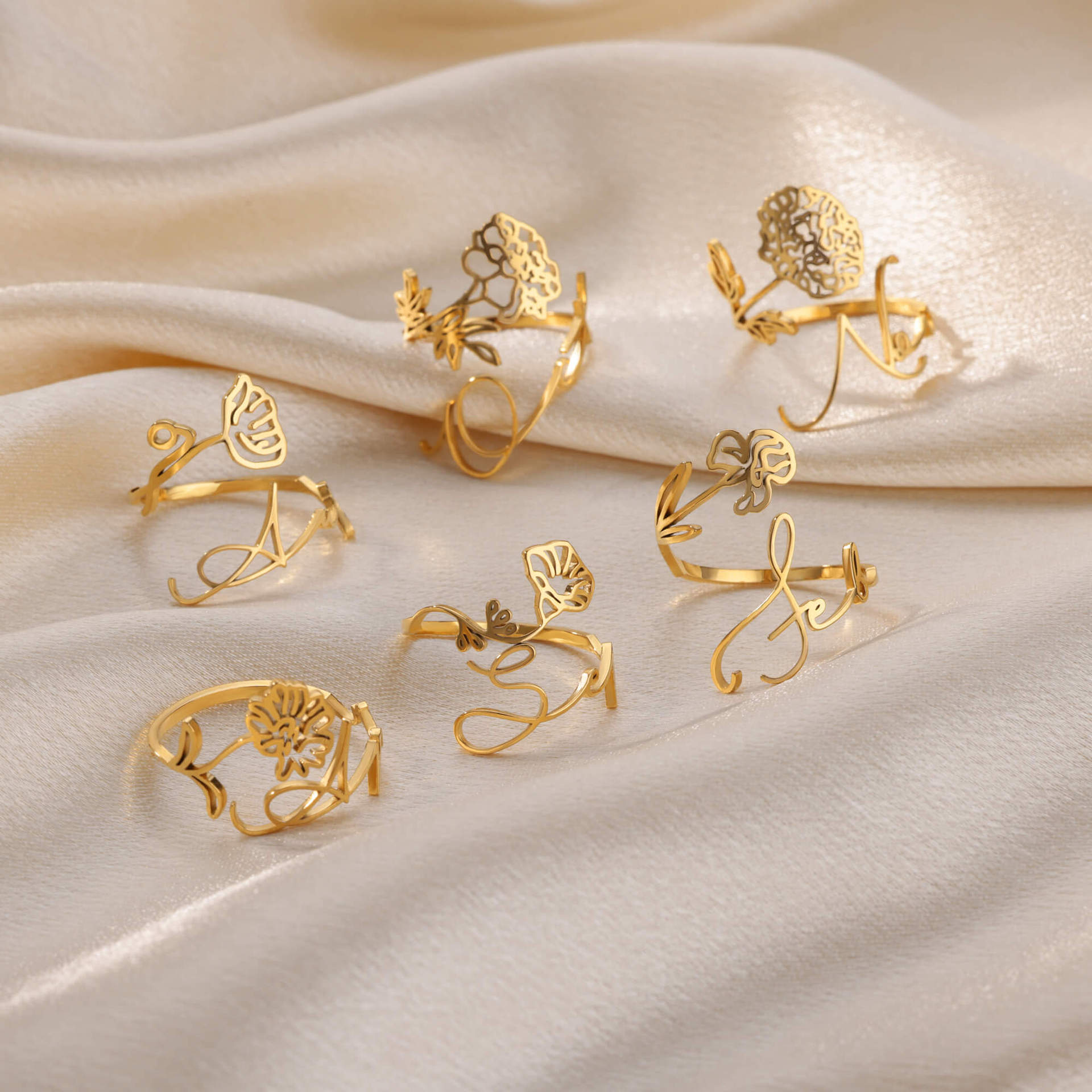 Joyería Al Por Mayor Estilo Vintage Estilo Clásico Flor Acero Inoxidable 304 Enchapado Anillos Abiertos display picture 15