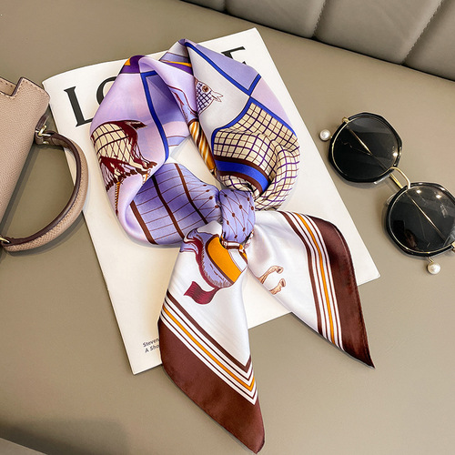 Fashionable pony temperament 70 small square scarf women's silk scarf decorative scarf Korean version simulated silk hairband shawl spring and autumn scarf