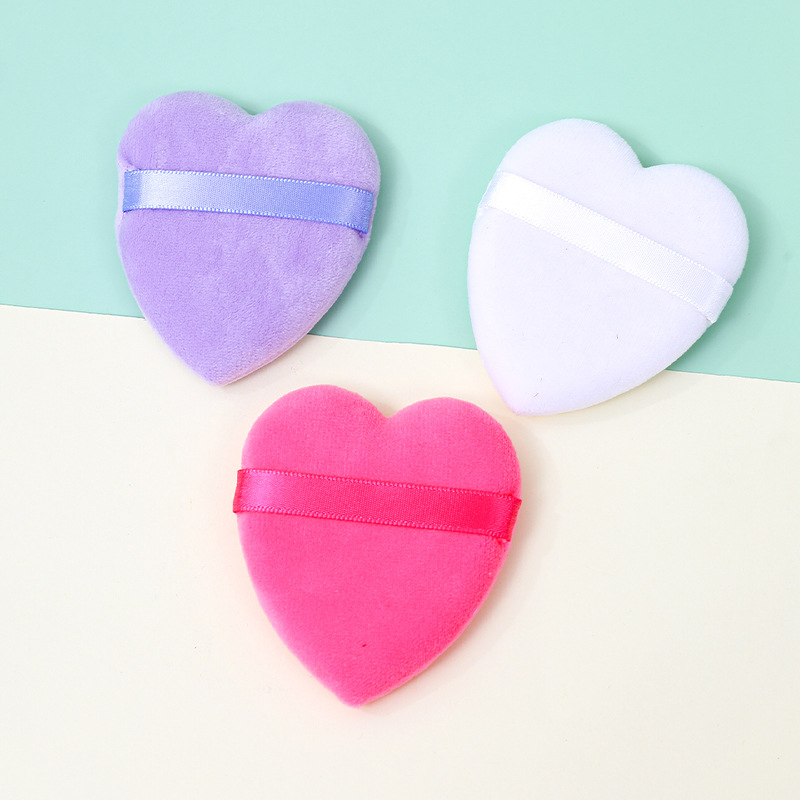 Fuera transfronterizo corto flocado amor soplo de polvo seco no come polvo esponja de terciopelo vertical polvo suelto maquillaje de algodón fábrica logotipo personalizado