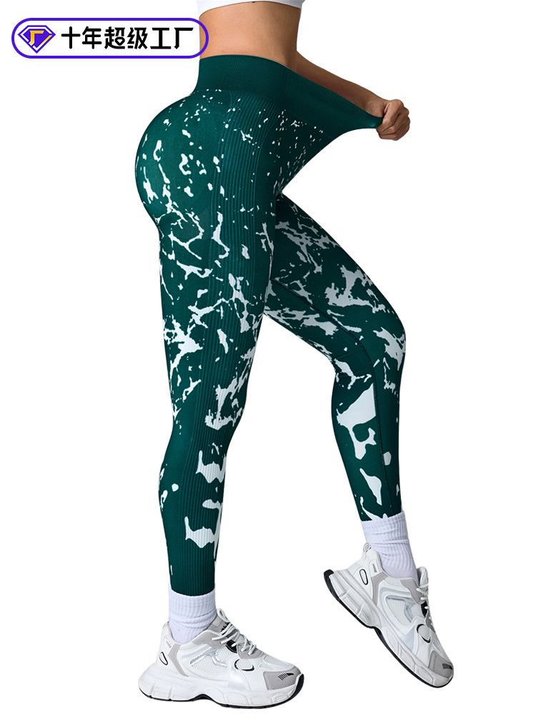 Pantalones de yoga con estampado digital para mujer, sin costuras para correr, leggings ajustados a la cadera, pantalones deportivos de cintura alta al aire libre