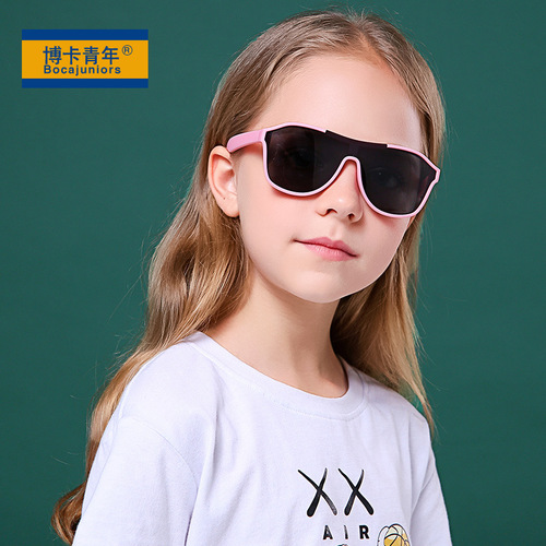 2024 New European and American Large Frame Children's Silicone One-piece Sunglasses Outdoor Polarized Sunscreen Baby Sunglasses 8296