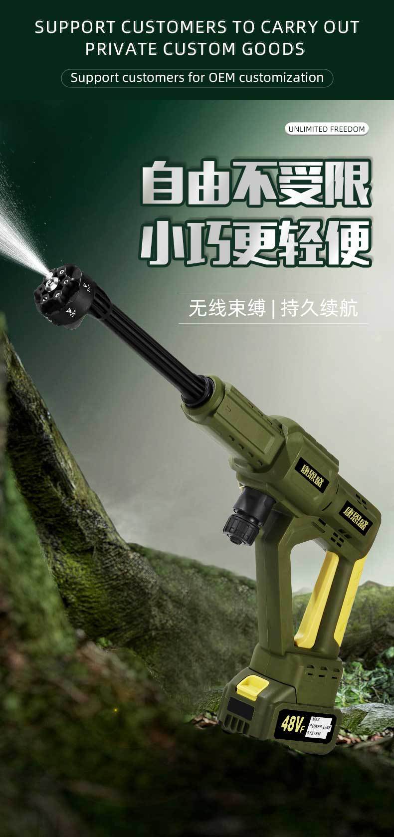 High Pressure Car Washer, Cordless, Brushless Motor, Lithium Battery