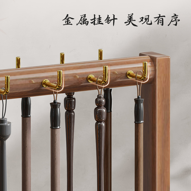 中式复古毛笔架大容量桌面收纳摆件桌上悬挂式笔搁笔挂实木笔托架|undefined