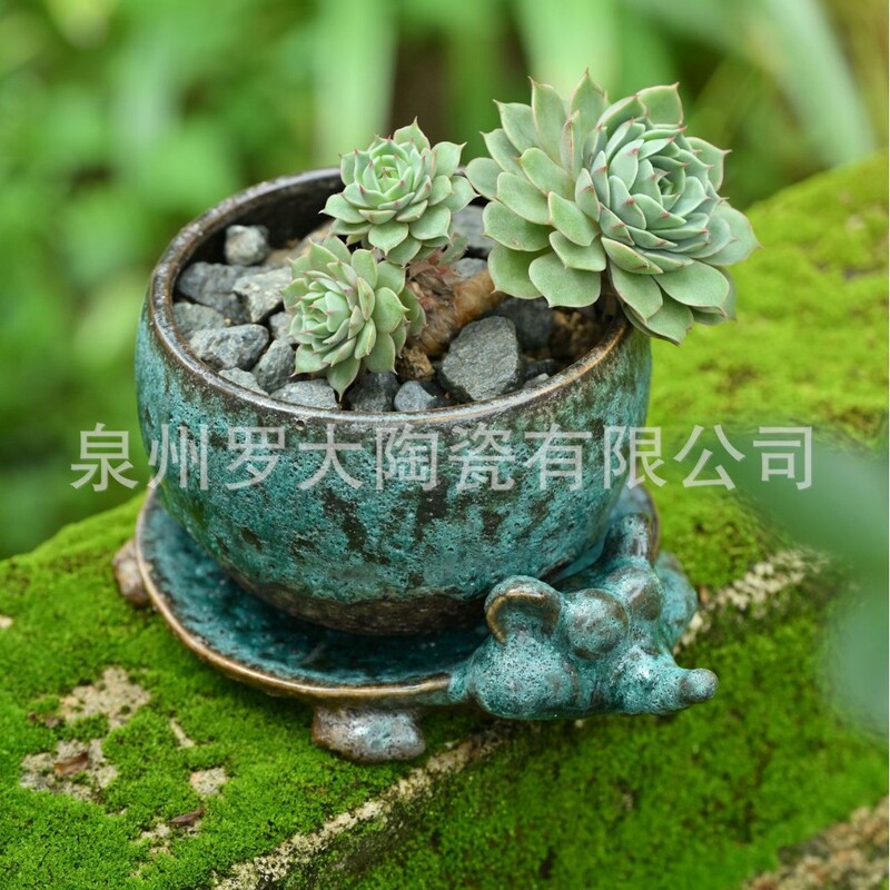 New cross-border vintage ceramic flower pot, small succulent pot, creative ornament for desktop decoration, Amazon labeling New cross-border vintage ceramic flower pot, small succulent pot, creative ornament for desktop decoration, Amazon labeling