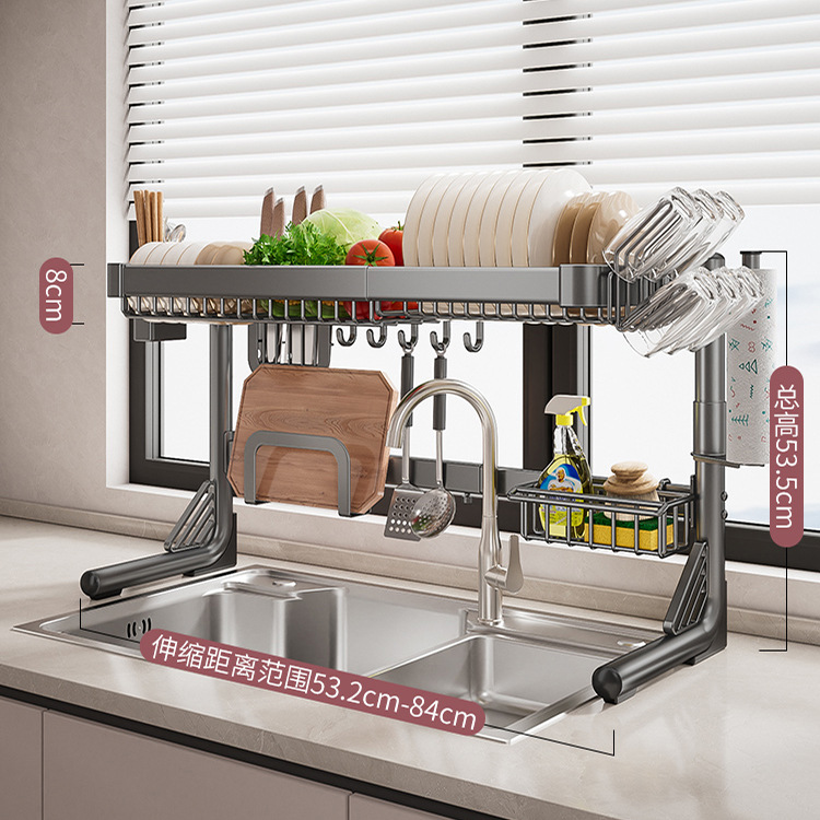 Fregadero retráctil estante de almacenamiento cocina plato multifuncional estante de almacenamiento cuchillo estante de plato fregadero estante de lavado estante de drenaje