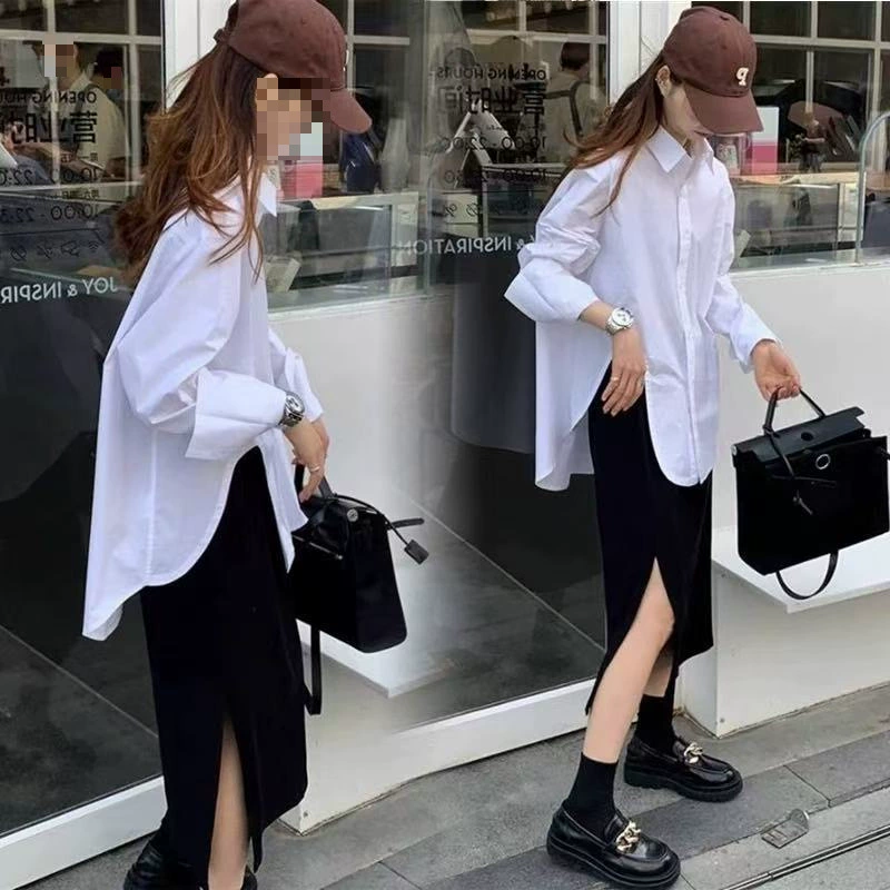 YS8 белая рубашка с длинными рукавами и рельефным дизайном