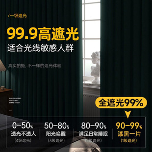 No-Drill Installation Blackout Curtains Sunshade Heat Insulation Telescopic Rod Door Curtain Living Room Bedroom Partition Curtain Finished Set