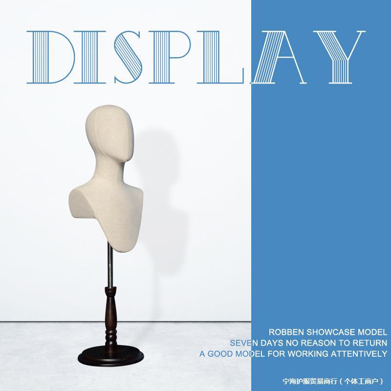 橱窗男女头模特丝巾领带衬衫男女模特头帽子展示架上半身头模道具