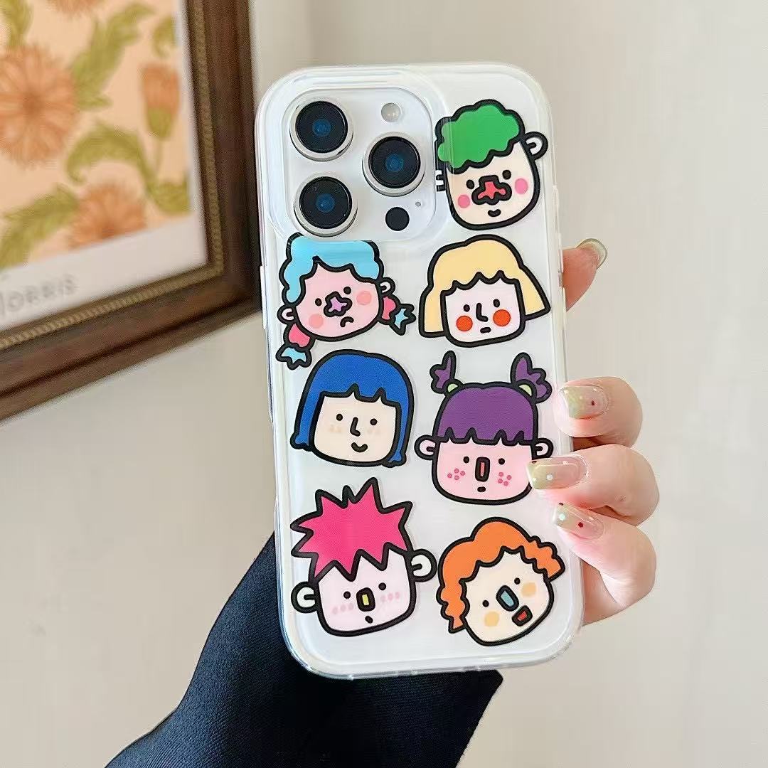 Cartoon personalizado para niños y niñas Apple 16ProMax/15 funda para teléfono iPhone 14 borde de color 15P