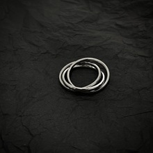 欧美跨境不锈钢三环戒指钛钢旋转情侣指环创意几何首饰品批发